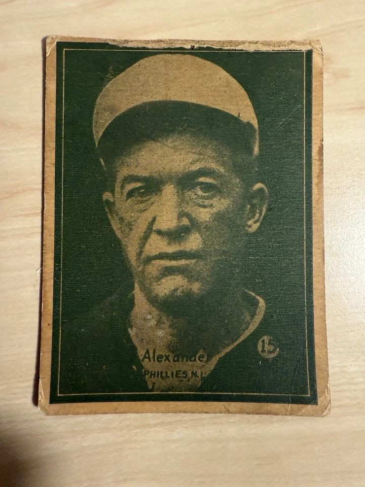 Tarjeta de béisbol 1931 W517 Grover Alexander tira corte a mano #15 Phillies rara Foto 1 de 3