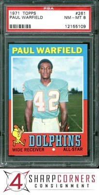 1971 TOPPS #261 PAUL WARFIELD DOLPHINS HOF PSA 8 - Image 1 of 4