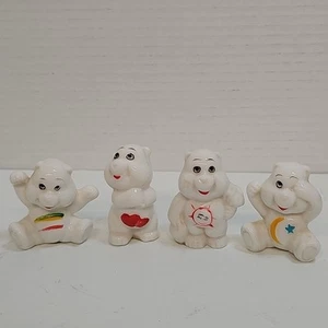 Set Of 4 Vintage White Care Bears. Hand Painted, Bone China. Made In Taiwan. - Picture 1 of 10