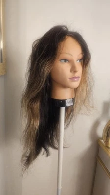 High-Quality Top Brown With blonde Highlight Wav150% Virgin Human Hair Lace Wig  - Image 1 of 4