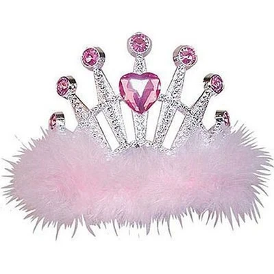 Bonita tiara rosa corazón con marabú Foto 1 de 2