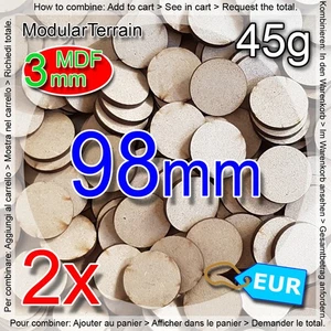 2x 3mm MDF 98mm Round Base Warhammer 40k Infinity Age Of Sigmar - Bild 1 von 5