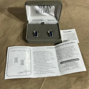 Nolan Miller Glamour Collection Blue Clear Sparkling Rhinestone Clip On Earrings - Picture 1 of 8