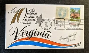 Virginia 10th State Bernard Goldberg Hand Painted Cover FDC 97 of 163 - Picture 1 of 2