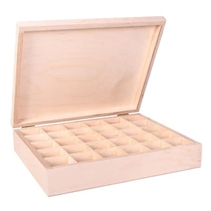Wooden Tray Box 30 Compartment Display Storage Section Jewellery Keepsake 30-COM - Picture 1 of 11