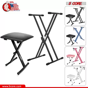 Soporte de teclado de 5 núcleos estilo doble X elevador de piano ajustable + juego de banco de piano - Imagen 1 de 54