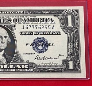 1957 $1 Dollar Silver Certificate (Blue Seal) Block J-A , Uncirculated - Picture 1 of 3