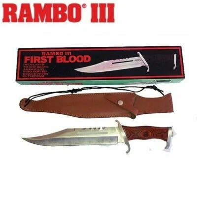 RAMBO III FIRST BLOOD PART III REPLICA HUNTING KNIFE WITH LEATHER SHEATH - image 1 of 4