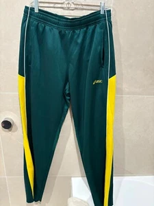 Australian indoor cricket tracksuit pants ASIC Green and Gold size XL - Picture 1 of 5
