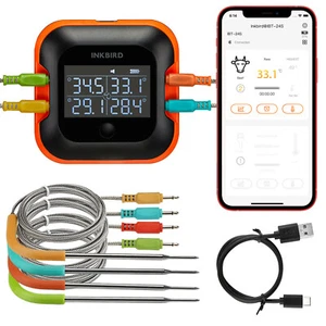 Digital Bratenthermometer Bluetooth APP Monitor Temperaturalarm 4 Sonde IBT-24S - Bild 1 von 9