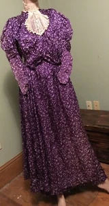 1890s Victorian Purple Silk Mutton Sleeve 2 Piece Dress w/Cotton Underskirt - Picture 1 of 16