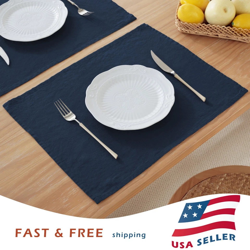 100% Pure Linen Natural Placemats 14 x 18 Inch Eco-Friendly Table Mats Set of 4 - Image 1 of 1