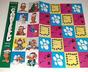Hoja de revista de colección 1978 Garfield/Odie etiquetas de regalo de Navidad día de la mujer 30 DIVERTIDAS - Imagen 1 de 2