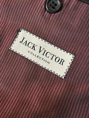 JACK VICTOR Wool Suit 46 L Jacket 40 Pants Charcoal Gray Pinstripe - Image 1 of 4