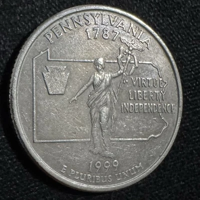 1999-D Pennsylvania Quarter, Circ, GREAT LUSTER/DIE CHIPS & TONING!!  25-0015 - Image 1 of 4