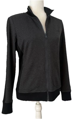 Lauren Ralph Lauren Womens Active Jacket Sweatshirt  Full Zip Gray Black Medium - Image 1 of 4