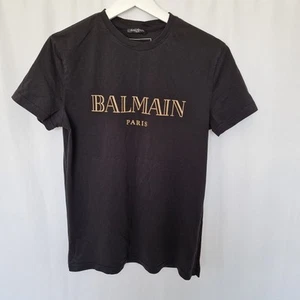 Balmain T shirt Mens Size S Gold on Black - Picture 1 of 5