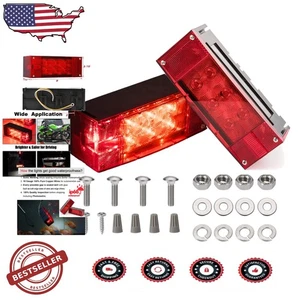 12V Rectangular LED Trailer Lights, Sealed Stop Turn Running, Marine Boat Truck - Picture 1 of 9