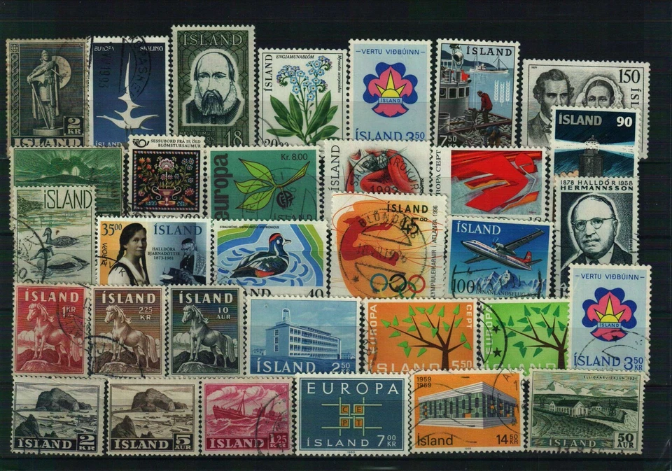 Island - Briefmarkenlot aus div.  Jahren - 1 Steckkarte - postfrisch/gestempelt - Image 1 of 1