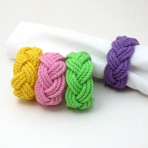 Mystic Knotwork: Spring Sailor Knot Turks Head Napkin Rings, Set of 4 - Picture 1 of 1