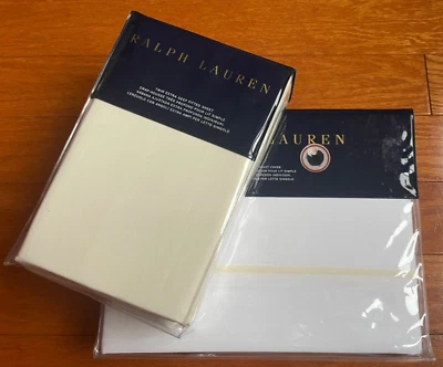$375 Ralph Lauren Home Palmer Percale TWIN Duvet Cover+ Fitted Sheet White/Cream - Image 1 of 4