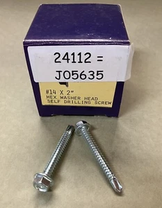#14 X 2" Hex Washer Head Self Drilling Screws, Auveco# 24112, PK:25 - Picture 1 of 1