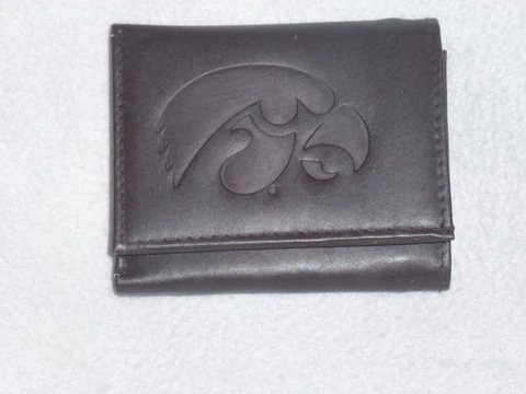IOWA HAWKEYES    Leather TriFold Wallet    NEW    dark brown z Cover