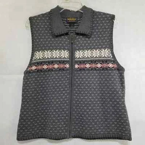 Woolrich Vintage Grandpa Knitted Sweater Vest L Fair Isle Argyle Grey Cotton - Picture 1 of 11