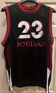 Nike Michael Jordan Sleeveless Meshed Jersey #23 Black and Red Men's Large - Picture 1 of 6