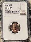 1938-D Lincoln Cent NGC Graded MS66 - Really Nice Coin!!