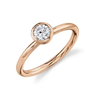 14K Rose Gold Round Diamond Solitaire Engagement Ring Bezel F VS2 Natural - Picture 1 of 3