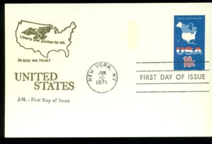 1971 FDC Cartolina - Scott# UX59 - JN Cachet UA - Foto 1 di 1