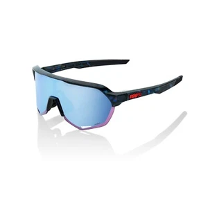100% S2 Black Holographic Sunglasses, HiPER Blue Multilayer Mirror Lens - Picture 1 of 3