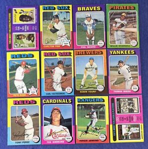 1975 Topps Baseball Card Lot 290 diff cards 223 Yount RC Rose Yaz Perez Mays MVP