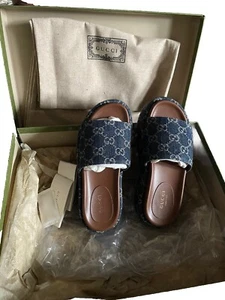 Gucci neue Denim GG Monogramm Angelina Plateau Große 34.unbenutzt - Bild 1 von 2