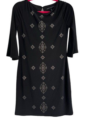 VETEMENTS Abito donna WHBM XS impreziosito nero manica 3 4 elasticizzato