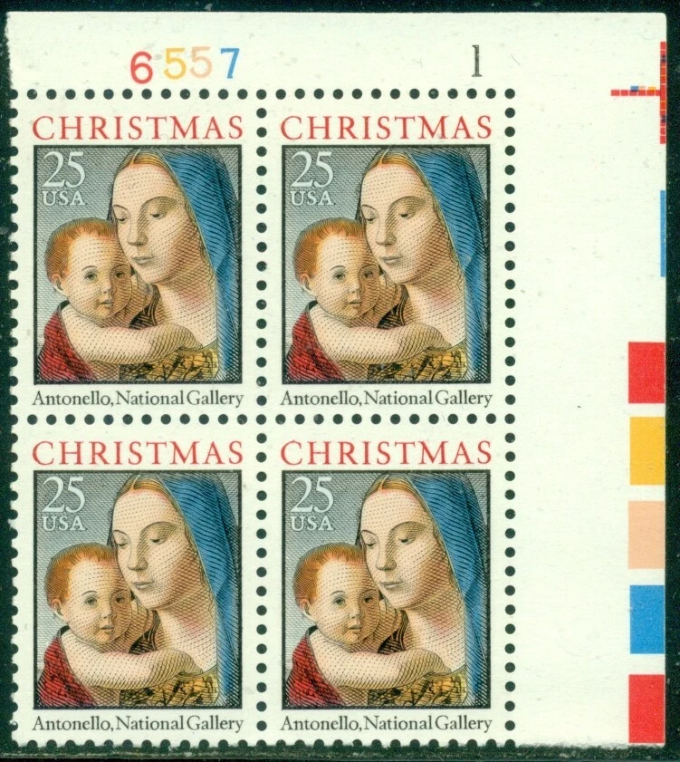 SCOTT # 2514 PLATE BLOCK, MADONNA AND CHILD, MINT, OG, NH, GREAT PRICE! - Image 1 of 1