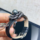 stunning 10-11mm tahitian round black green pearl bracelet