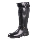 Mens Zipper Buckle Riding Military Leather Knee High Equestrian Boots Shoes Size