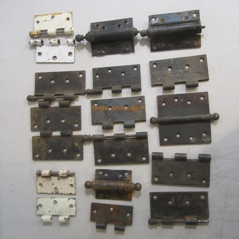 Miscellaneous Lot of  Mixed  Antique Vintage  Metal Door Hinges Reclaimed Cover