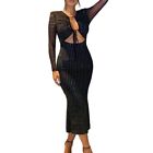 Sparkling Sequin Maxi Dress Women Long Sleeve Bodycon Club Party Evening Gown