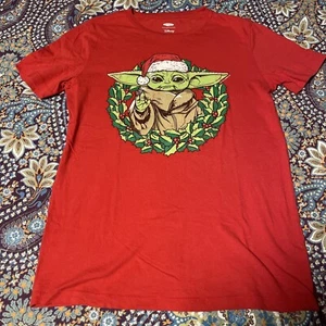 Disney Baby Yoda Youth 14-16 Christmas T-Shirt, Red, Unisex - Picture 1 of 4