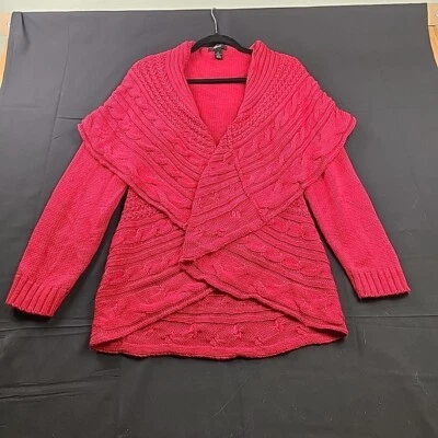 Style & Co. 90s Y2K Women's XL Lagenlook Cabincore Open Front Knit Cardigan Red - Image 1 of 4
