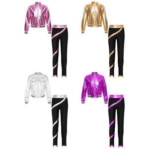 Kids Girl's Tracksuits Workout Coat And Trousers Rhinestones Jacket With Pants - Picture 1 of 45
