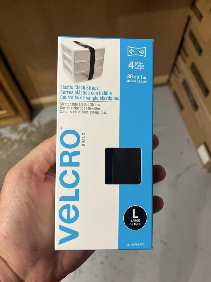 Correas elásticas marca VELCRO® - negras, grandes, 4 correas 30 pulgadas X 1 pulgada Foto 1 de 2