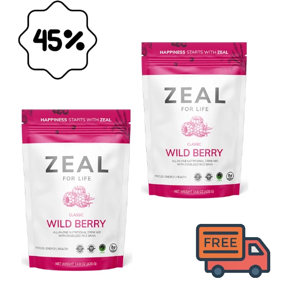 Zeal 2-Pack Bundle – 60 Servings Wild Berry Classic - Free Shipping - Image 1 of 1