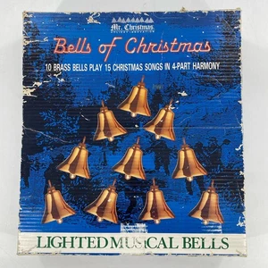Vtg 1990 Mr. Christmas Bells of Christmas 10 Lighted Musical Brass Bells 15 Song - Picture 1 of 7