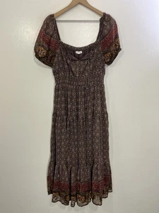 Boho Cottage Indie Sleaze Y2K Folk Peasant Dress M Goblin Earthy Maximalist Art - Picture 1 of 15