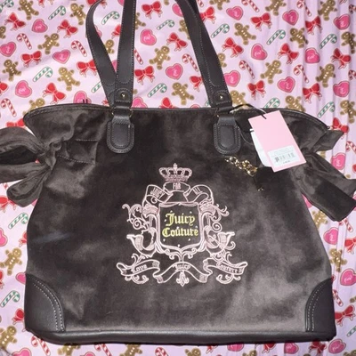 Nuevo Bolso de Mano Marrón Juicy Couture Cartera Bolso de Mano Estilo Vintage Terciopelo Y2K Foto 1 de 4