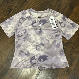 NWT Adidas Women's All Over Printed Flower Tie-dye T-Shirt Open Back - Picture 1 of 7
